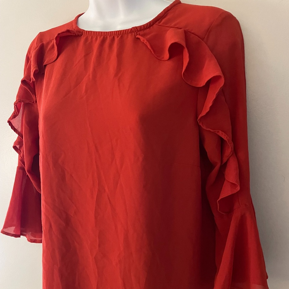 MONTEAU WOMENS ORANGE RUST BLOUSE BEAUTIFUL SIZE MEDIUM